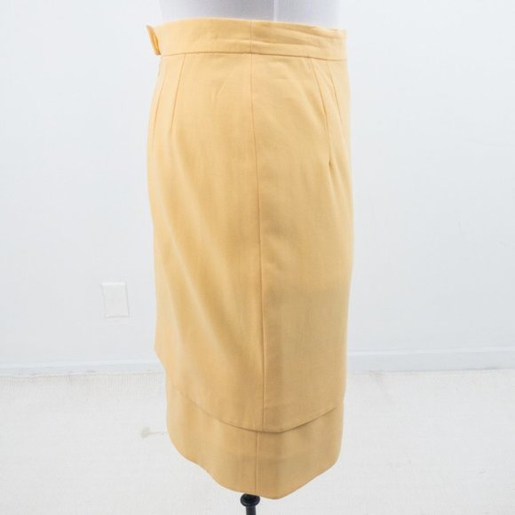 Escada 8 Wool Pencil Skirt Yellow - Picture 5 of 9